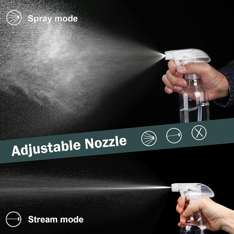 Hethyo Spray Bottles Plastic Spray Bottle for Hair Mist/Stream Heavy Duty Empty Spray Bottles for Cleaning Solutions, Plants, Cooking (12oz-Clear+nozzle) - Image 3